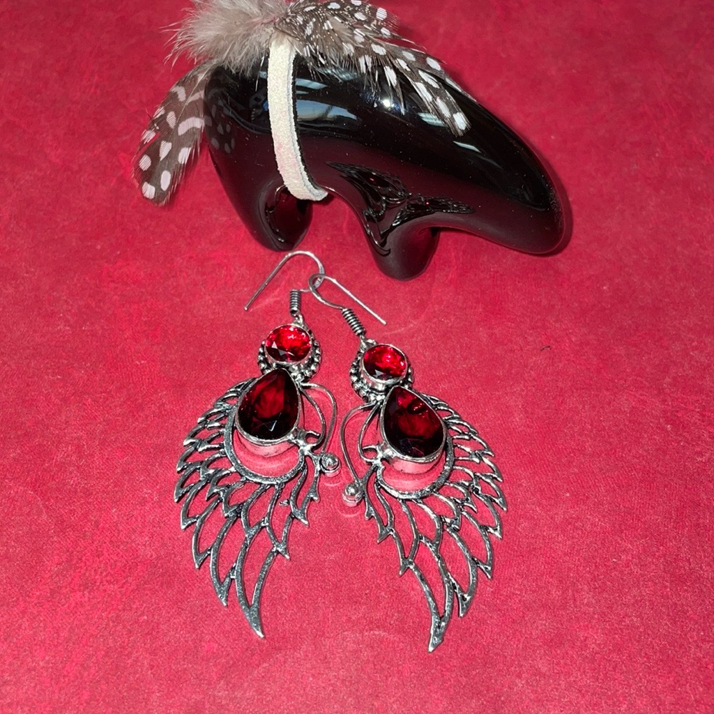 Garnet Wing Earrings